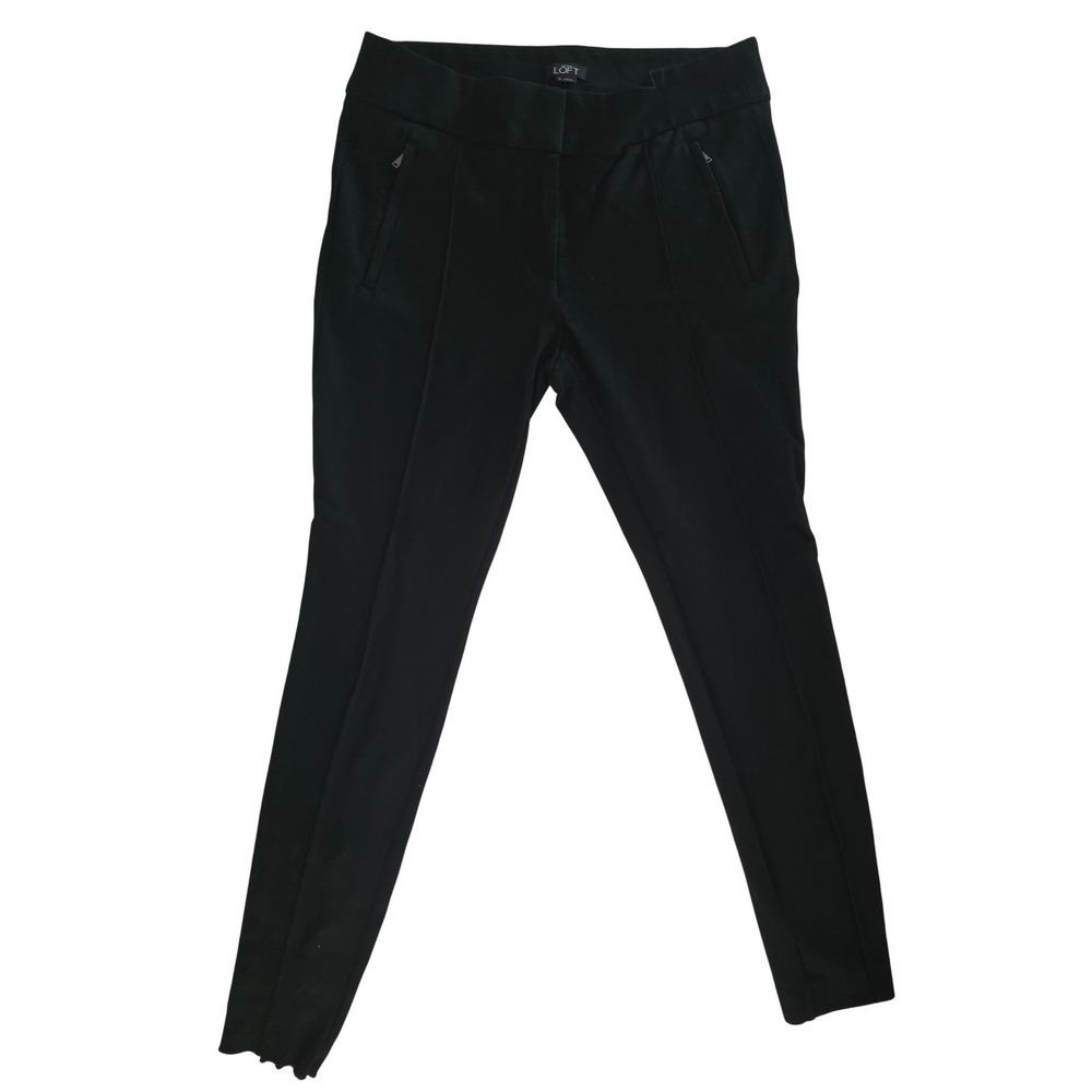Ann Taylor LOFT Womens Black Skinny Ankle Dress Pants Size 8 Zip Pockets
